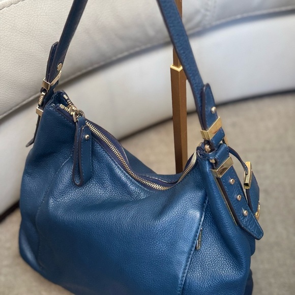 Michael Kors Handbags - Michael Kors Blue Leather Shoulder Bag